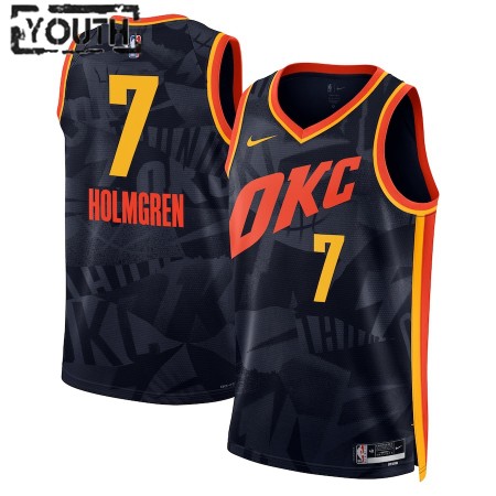 Barn Oklahoma City Thunder Tröja Chet Holmgren Nike 2023-24 City Edition Svart Swingman Barn Oklahoma City Thunder Tröja Chet Holmgren Nike 2023-24 City Edition Svart Swingman